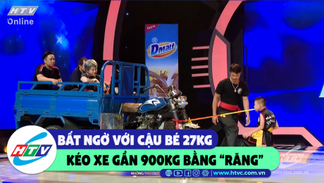 Xem Show CLIP HÀI Bất ngờ với cậu bé 27kg kéo xe gần 900kg bằng "răng" HD Online.