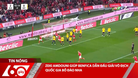 ZEKI AMDOUNI GIÚP BENFICA DẪN ĐẦU GIẢI VÔ ĐỊCH QUỐC GIA BỒ ĐÀO NHA