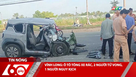 VĨNH LONG: Ô TÔ TÔNG XE RÁC, 2 NGƯỜI TỬ VONG, 1 NGƯỜI NGUY KỊCH